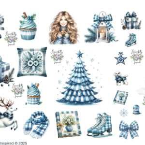 Winter Blues Glossy Transparent Waterproof Peel and Stick, White Back Matte, Sticker Sheets