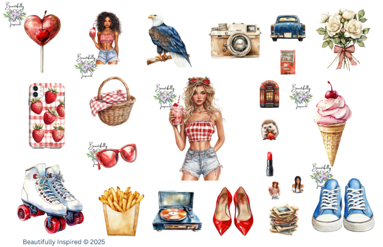 American Girls Glossy Transparent Waterproof Peel and Stick, Sticker Sheets