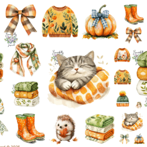 Cozy Fall Sweaters Glossy Transparent Waterproof Peel and Stick, Sticker Sheets
