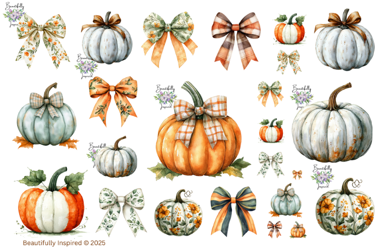 Fall Pumpkins Glossy Transparent Waterproof Peel and Stick, Sticker Sheets