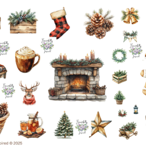 Christmas Farmhome Glossy Transparent Waterproof Peel and Stick, Sticker Sheets