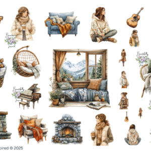 Cozy Winter Day Glossy Transparent Waterproof Peel and Stick,  Sticker Sheets