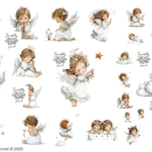 Cute Angels Glossy Transparent Waterproof Peel and Stick, Sticker Sheets