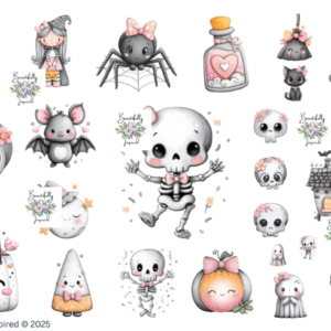 Cute Halloween 1 Glossy Transparent Waterproof Peel and Stick, Sticker Sheets
