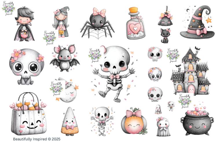 Cute Halloween 1 Glossy Transparent Waterproof Peel and Stick, Sticker Sheets