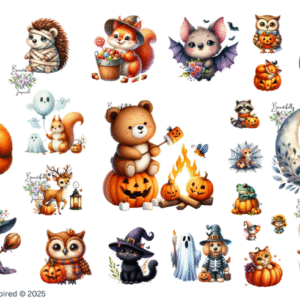 Fun Animal Halloween Glossy Transparent Waterproof Peel and Stick, Sticker Sheets