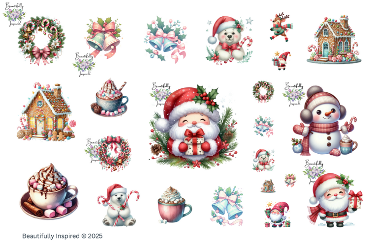 Holiday Fun Glossy Transparent Waterproof Peel and Stick, Sticker Sheets