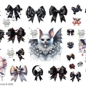 Batty Bows Glossy Transparent Waterproof Peel and Stick, Sticker Sheets