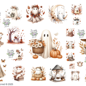 Boho Ghost 1 Glossy Transparent Waterproof Peel and Stick, Sticker Sheets