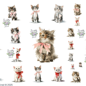 Cute Cat Glossy Transparent Waterproof Peel and Stick, Sticker Sheets