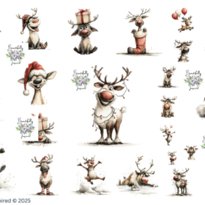 Funny Reindeer  Glossy Transparent Waterproof Peel and Stick, Sticker Sheets