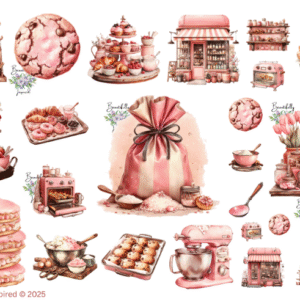 Pink Bakery Glossy Transparent Waterproof Peel and Stick, Sticker Sheets