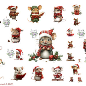 Christmas Mouse Glossy Transparent Waterproof Peel and Stick, Sticker Sheets