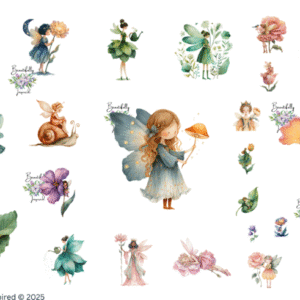Flower Fairy 2 Glossy Transparent Waterproof Peel and Stick, Sticker Sheets