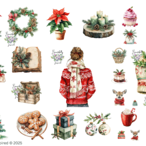 Cozy Christmas Glossy Transparent Waterproof Peel and Stick, Sticker Sheets