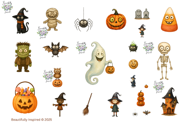 Halloween Fun Glossy Transparent Waterproof Peel and Stick, Sticker Sheets