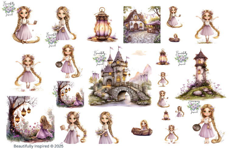 Princess Castle Glossy Transparent Waterproof Peel and Stick, Sticker Sheets