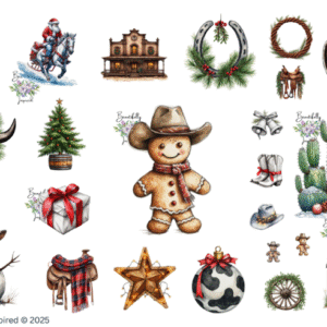 Southwest Christmas Glossy Transparent Waterproof Peel and Stick, Sticker Sheets