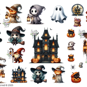 Spooky Halloween Glossy Transparent Waterproof Peel and Stick, Sticker Sheets