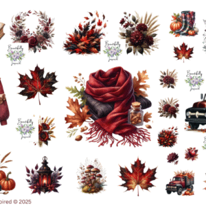 Red Autumn Glossy Transparent Waterproof Peel and Stick, Sticker Sheets