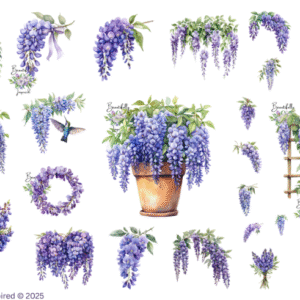 Wisteria Glossy Transparent Waterproof Peel and Stick, Sticker Sheets