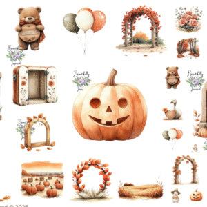 Rustic Fall Farm  Glossy Transparent Waterproof Peel and Stick, Sticker Sheets