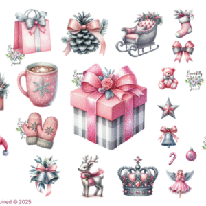 Silver Christmas Glossy Transparent Waterproof Peel and Stick, Sticker Sheets