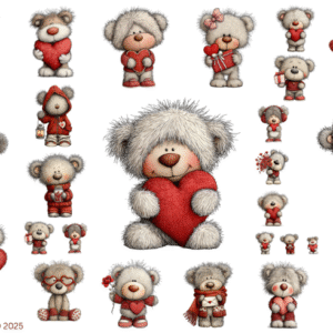 Valentine Bears Transparent Waterproof Peel and Stick, Sticker Sheet