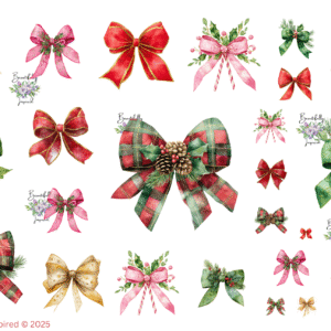Christmas Bows Transparent Waterproof Peel and Stick, Sticker Sheet