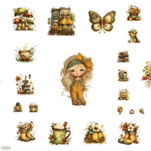 Fall Girls Glossy Transparent Waterproof Peel and Stick, Sticker Sheets