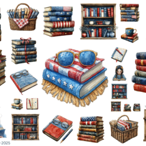 July 4th Books Glossy Transparent Waterproof Peel and Stick, Sticker Sheets