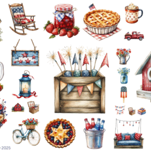 July 4th Country Glossy Transparent Waterproof Peel and Stick, Sticker Sheets