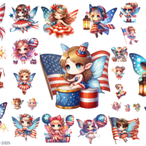 July 4th Fairy Glossy Transparent Waterproof Peel and Stick, Sticker Sheets