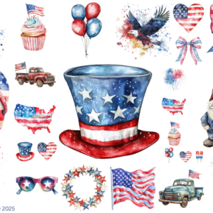 July 4th Things Glossy Transparent Waterproof Peel and Stick, Sticker Sheets