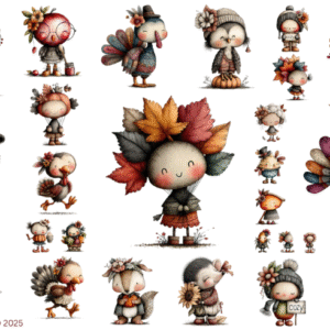 Quirky Fall Transparent Waterproof Peel and Stick, Sticker Sheet