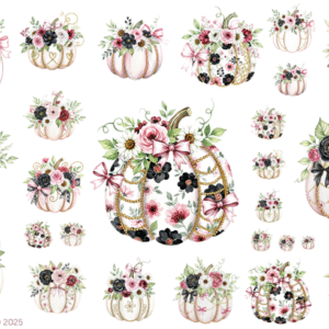 Shabby Chic Pumpkins Glossy Transparent Waterproof Peel and Stick, Sticker Sheets