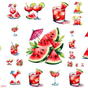 Watermelon Drinks Glossy Transparent Waterproof Peel and Stick Stickers