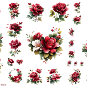 Valentine Roses Transparent Waterproof Peel and Stick, Sticker Sheet