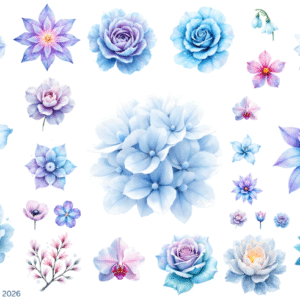 Winter Flowers 1 Transparent Waterproof Peel and Stick, Sticker Sheet
