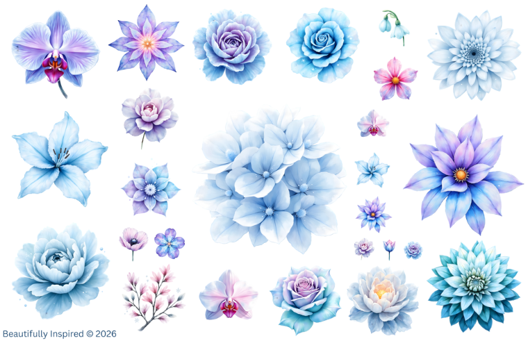 Winter Flowers 1 Transparent Waterproof Peel and Stick, Sticker Sheet