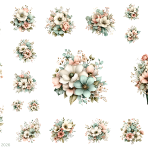 Pink and Mint Green Florals