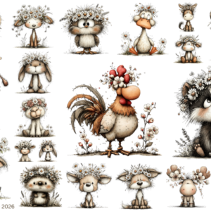 Spring Daisy Animals Farm