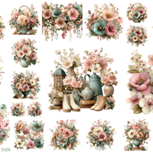 Spring Florals Pastels Mint