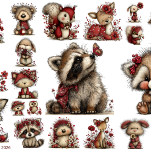 Woodland Animals Red
